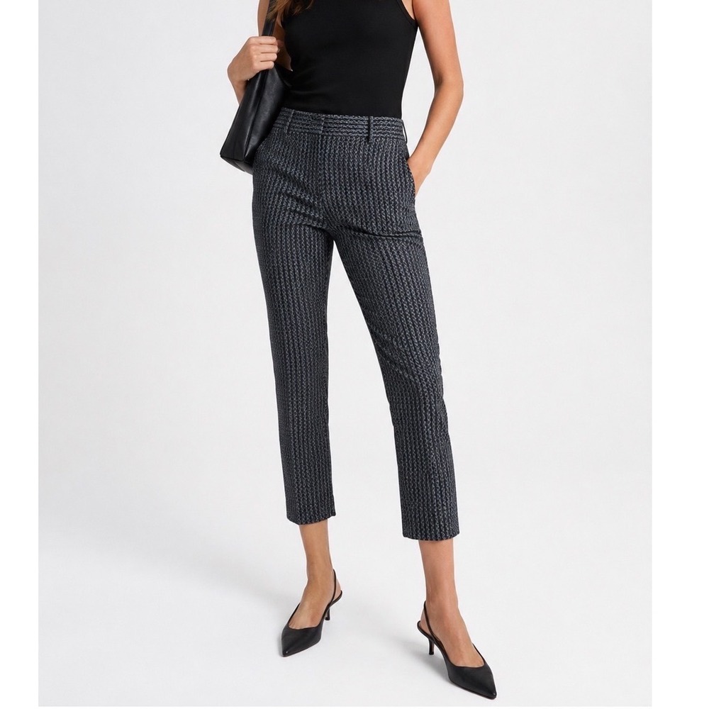 Theory Treeca Shadow Jacquard Crop Pants Womens 8 Slim Ankle Career Trousers